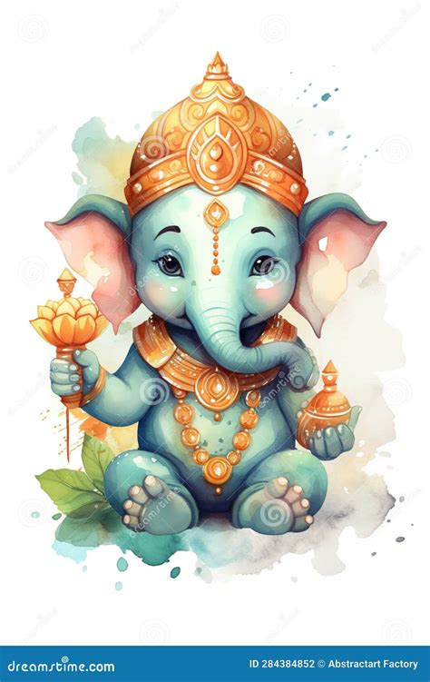 Happy Ganesh Chaturthi with Lovely Baby Ganesha. 3d Rendered Little Baby Ganesha. Generative Ai ...