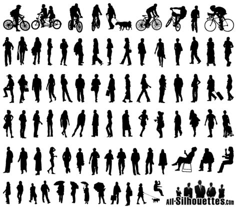 Free Vector Silhouettes of People Standing, Sitting, Walking | Silhouette people, Person ...