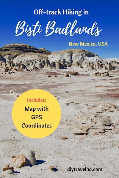 Bisti Badlands Hiking Map with GPS Coordinates - DIY Travel HQ | Hiking map, Travel usa, Mexico ...