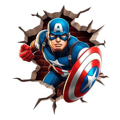 Wall sticker Hole Captain America in action | MuralDecal.com