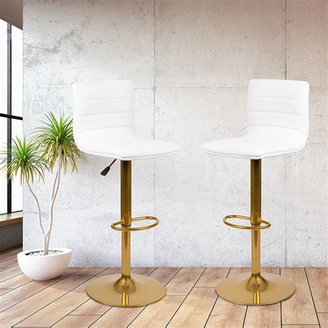 Flash Furniture Modern White Vinyl Adjustable Bar Stool with Back ...