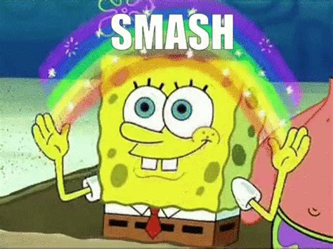 Spongebob Smash GIF - Spongebob Smash Rainbow - Discover & Share GIFs