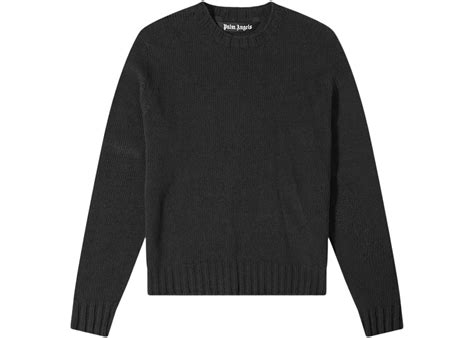 Palm Angels Curved Logo Knitted Crewneck Black/White – Court Order