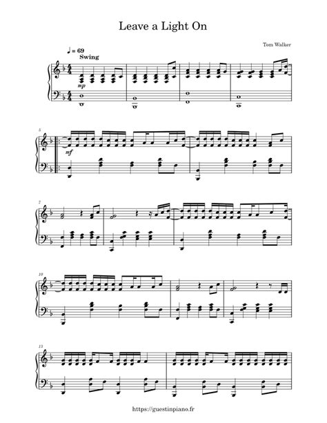 Leave a Light On - Tom Walker sheet music for Piano download free in ...