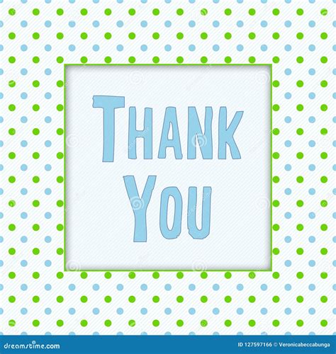 Blue and Green Thank You Card with Polka Dot Stock Illustration ...