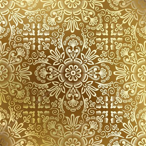 Seamless golden damask wallpaper — Stock Vector © RoboLab #10026650