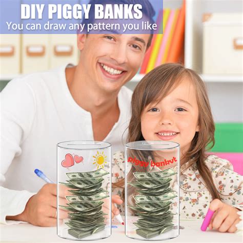 Piggy Bank Acrylic Money Bank Clear Acrylic Bank Box Reusable Transparent Box | eBay
