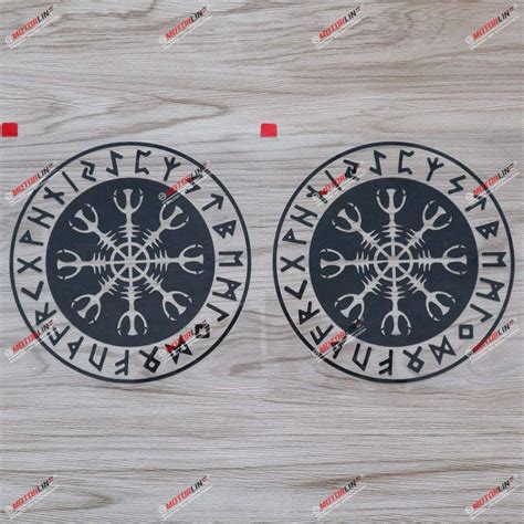 3S MOTORLINE 2X Black 6 Helm of Awe Decal Sticker Vegvisir Viking Odin Norse Norway Car Vinyl ...