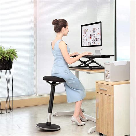SONGMICS Standing Desk Chair, Standing Stool, Ergonomic Wobble Stool, 360° Swivel Balance Chair ...