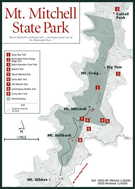 Sherpa Guides | North Carolina | Mountains | Mount Mitchell State Park Map