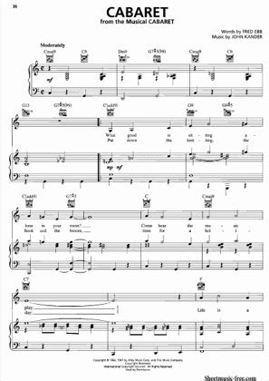 Cabaret - Broadway Free Piano Sheet Music PDF