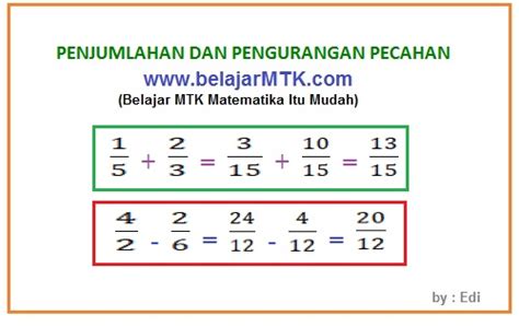 Rumus Penjumlahan Dan Pengurangan Bilangan Pecahan - IMAGESEE