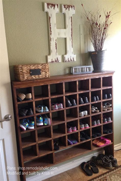 Tall DIY Shoe Cubby Shelf Woodworking Plan – Remodelaholic