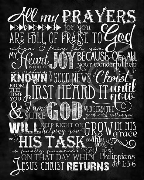 Scripture Art Philippians 1:3-6 TLB Chalkboard Style | Etsy | Scripture art, Philippians 1:3 ...