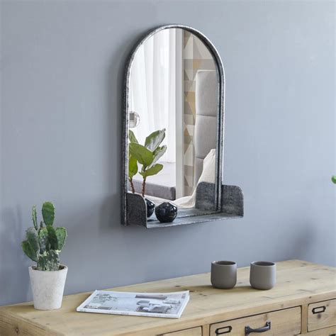 Modern Metal Frame Wall Mount Vanity Mirror with Shelf for Living Room ...