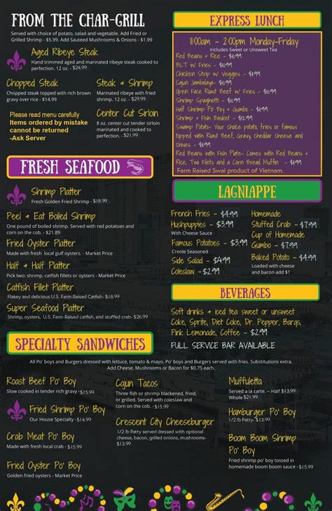 Menu - Cafe New Orleans