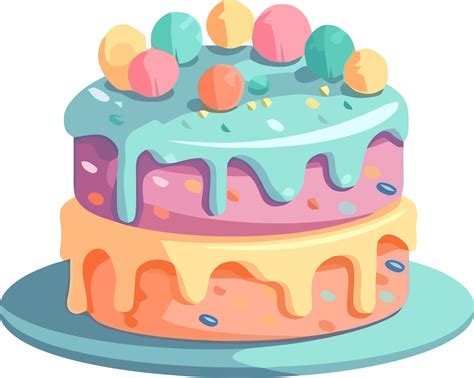 Cartoon Cake Delights, Colorful Pastel Joy for Parties 24639169 PNG