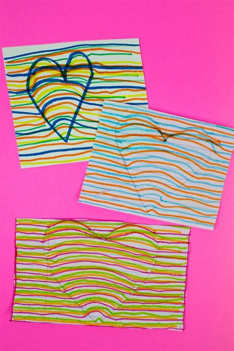 How to make a 3D optical illusion heart drawing craft for Valentine's ...