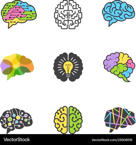 Brain colored symbols creative mind genius smart Vector Image