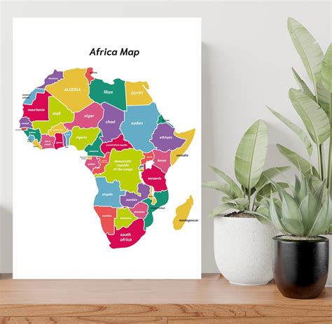 Map of Africa Large Educational Poster Wall Art Print Custom Gift A0 A1 ...