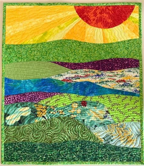 Art Quilt Summer Day Modern Landscape Wall Quilt Colorful | Etsy | Landscape art quilts, Art ...