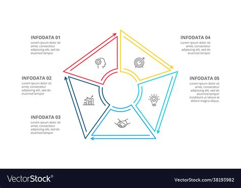 Pentagon divided into 5 parts steps or options Vector Image