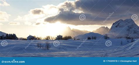 Cold Snowy White Winter Landscapes Near Fredvang Village on the Lofoten Islands in Norway. Stock ...