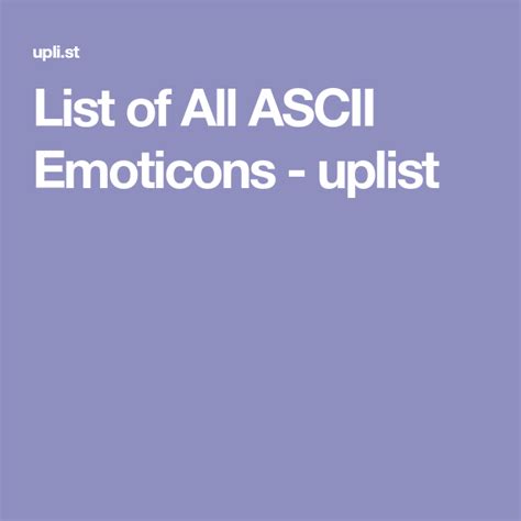 List of All ASCII Emoticons - uplist