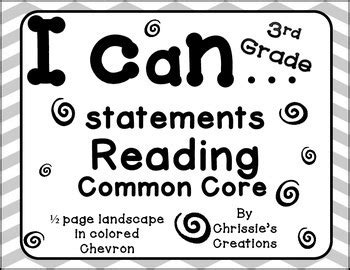 I can statements 3rd grade Reading common core gray and white chevron