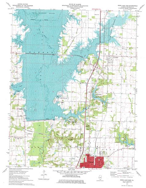 Rend Lake Dam topographic map 1:24,000 scale, Illinois