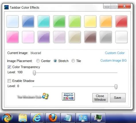 Add color effects to Windows 7 taskbar with Taskbar Color Effects