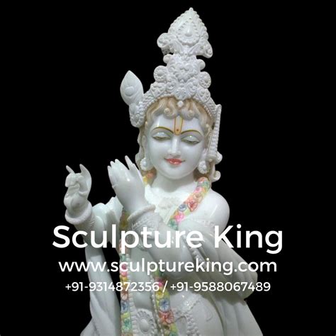 Multicolor Traditional Krishna Marble Statue, For Home, Size: 24 Inch ...