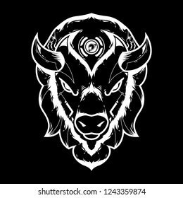 Bison Head Vector Illustration Black Background Stock Vector (Royalty ...