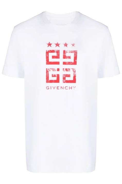 GIVENCHY Vintage Logo 4G Cotton T-shirt Slim Fit White - Clothing from Circle Fashion UK