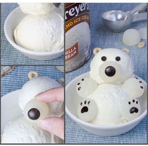 Polar bear made of ice cream. #dessert #ice cream | Polar bear ice cream, Desserts, Ice cream ...