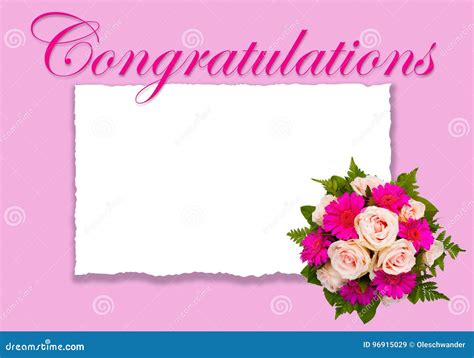 Romantic Floral Congrats Card with Flower Bouquet Stock Illustration - Illustration of natural ...