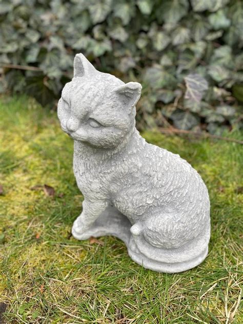 Cat Statue Cement Cat Statue Cat Memorial Stone Outdoor Cat | Etsy