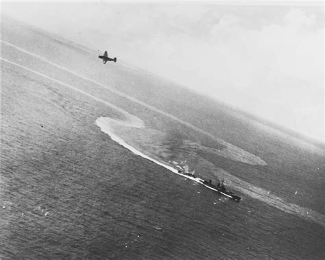 "Operation Hailstone" The Japanese destroyer Akikaze maneuvering while under air attack off Truk ...