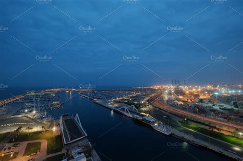 Port docks at night stock photo containing port and night | High ...