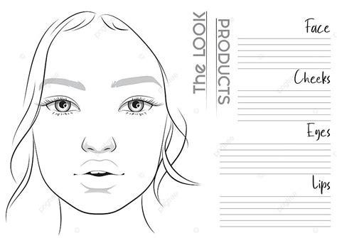 Vector Illustration Of A Blank Face Chart Template For Realistic Makeup ...