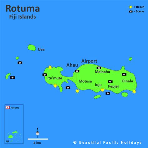 Map of Rotuma in Fiji Islands showing Hotel Locations