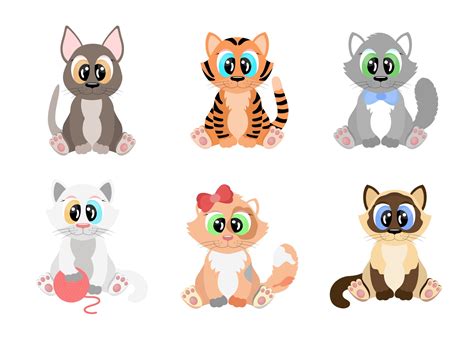 Cute Cartoon Cats With Big Eyes