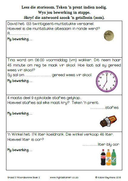 Woordsomme Graad 3 Boek 2 » My Klaskamer deur Kobie Kleynhans Abacus Math, Homeschool Preschool ...