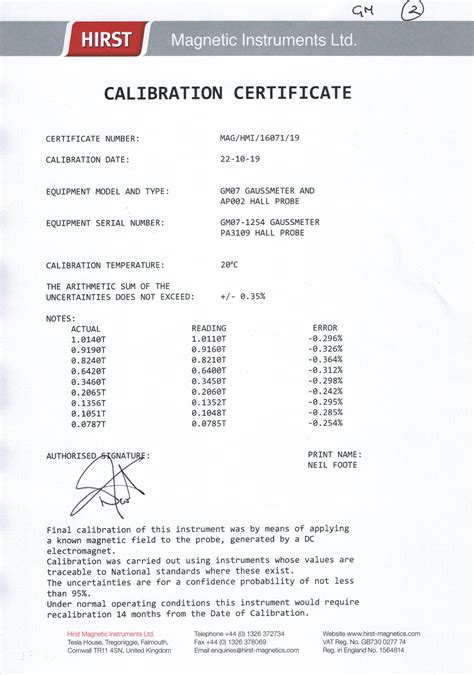 Instrument Calibration Certificate at Robert Jorgensen blog