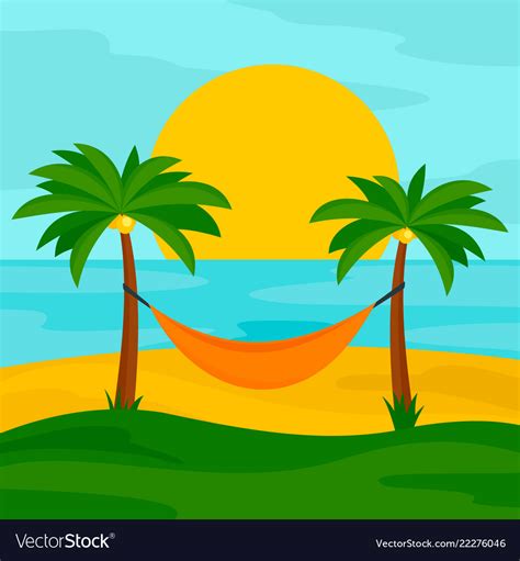 Hammock on the beach concept background flat Vector Image