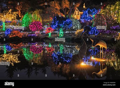 An estimated 300,000 lights transform the Shore Acres State Park Botanical Garden into a magical ...