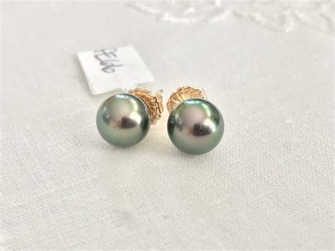 Cultured Tahitian Pearl Stud Earrings, 14k Yellow Gold (PE66)