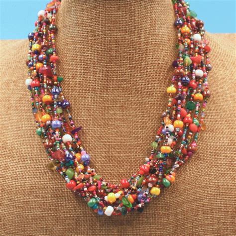 Multi Strand Beaded Necklace - Etsy