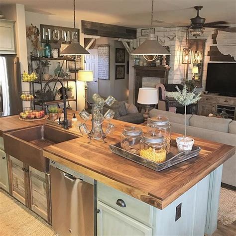 Vintage Farmhouse Kitchen Island Inspirations 1 #smallkitchendesigns ...