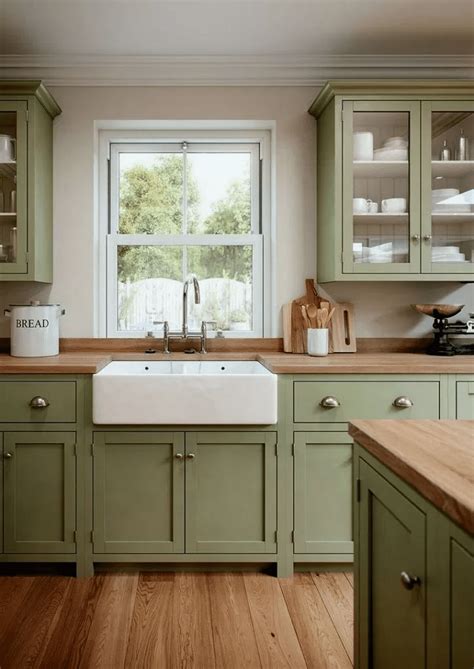36 Inspiring Farmhouse Kitchen Colors Ideas (2020) | Green kitchen cabinets, Green kitchen ...